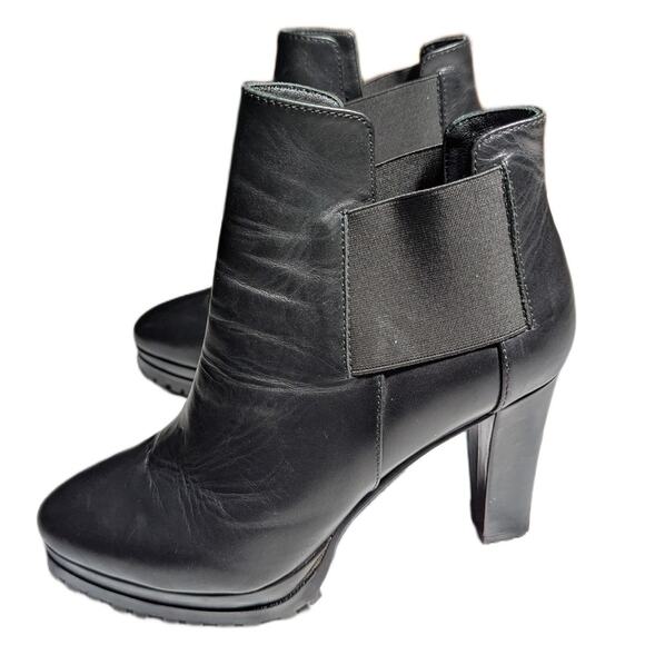 Allsaints Sarris Black Leather Pointed Toe Block Heel Chelsea Ankle Boots 39 8.5 - Picture 7 of 7